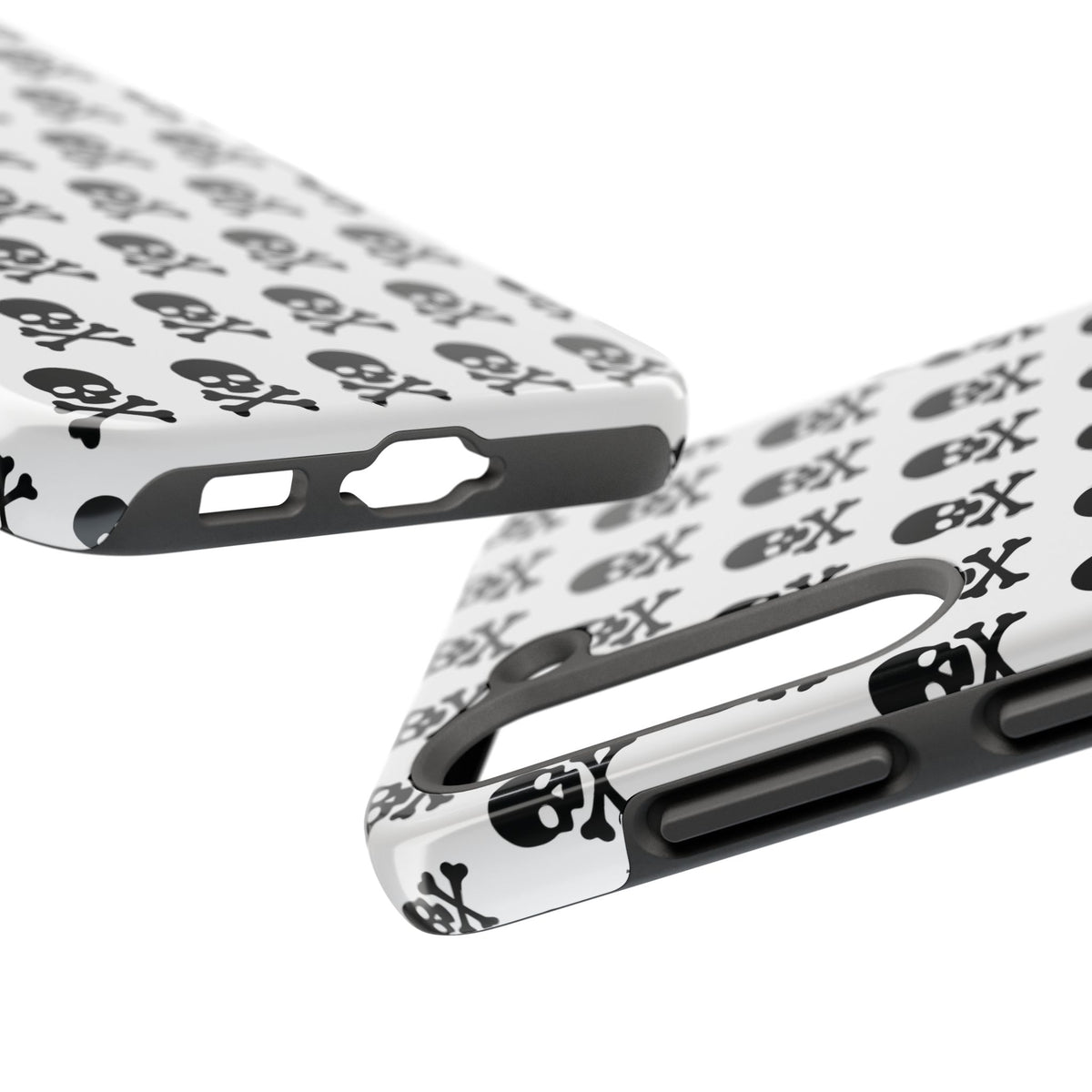 White Punk Skull Print Phone Case