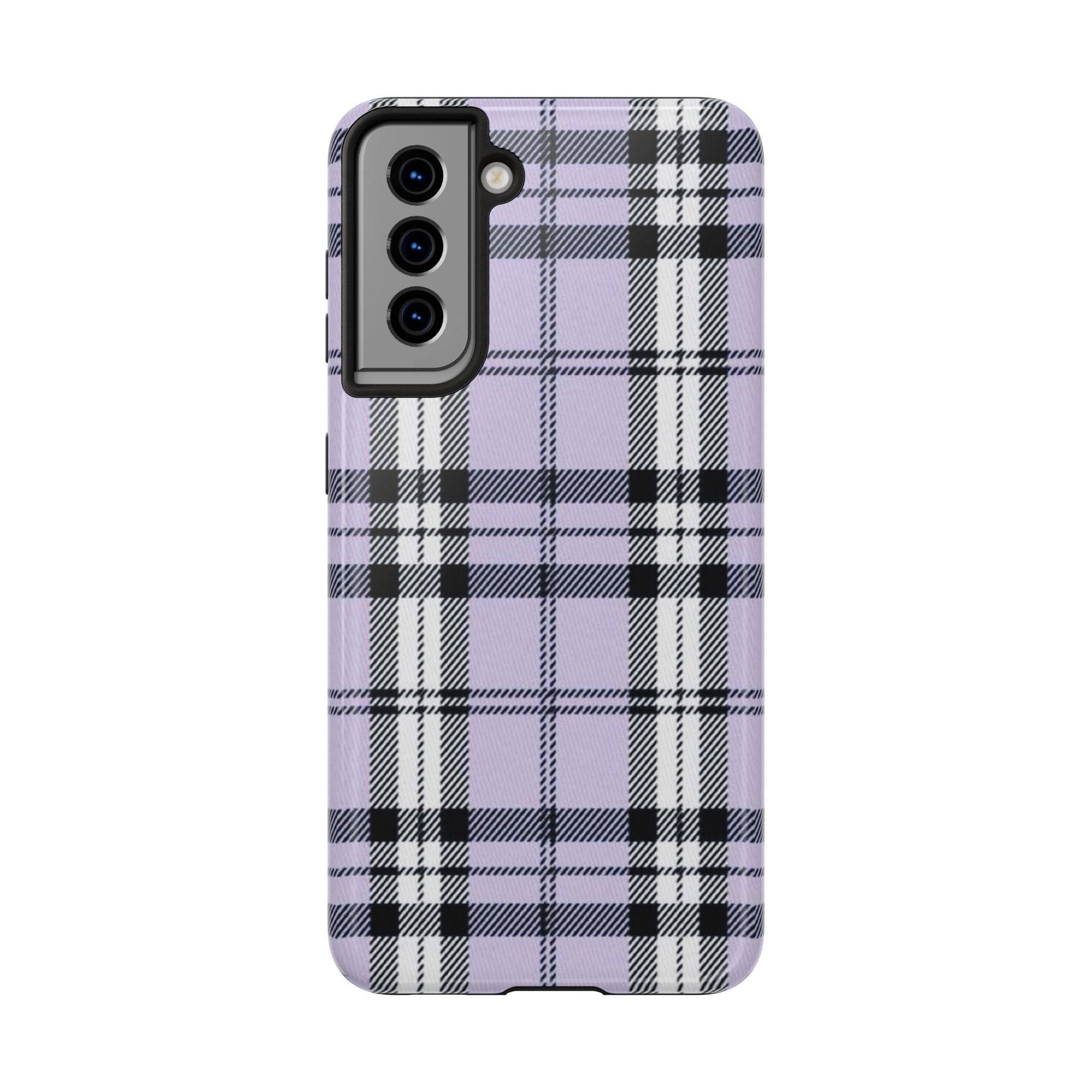 Lavender Light Purple Gingham Plaid Phone Case  - Tough Impact-Resistant Case