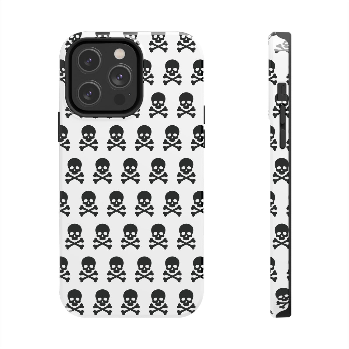 White Punk Skull Print Phone Case