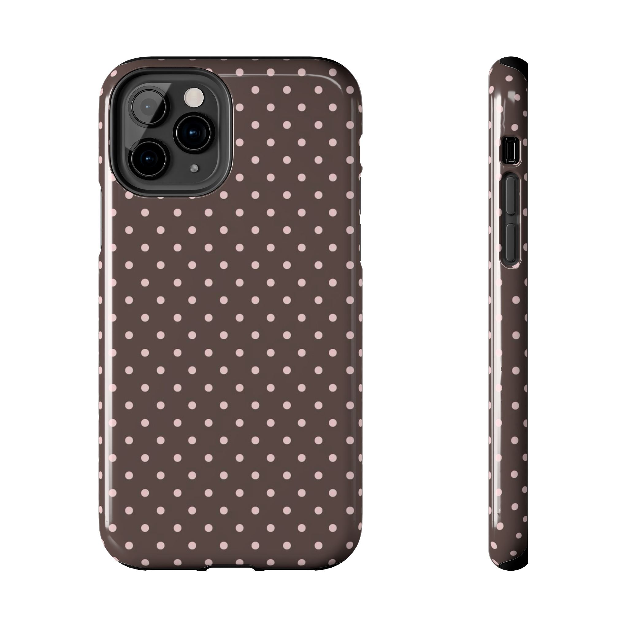 Brown with Pink Dots Phone Case  - Tough Impact-Resistant Case