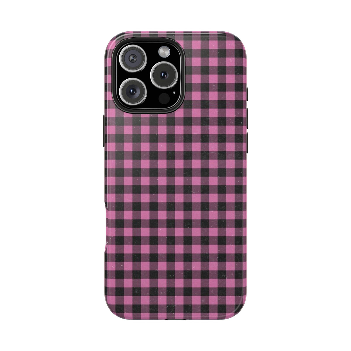 Pink and Black Faded Gingham Plaid Phone Case