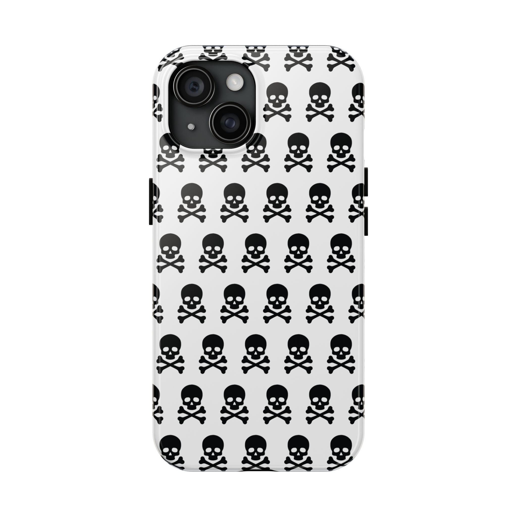 White Punk Skull Print Phone Case