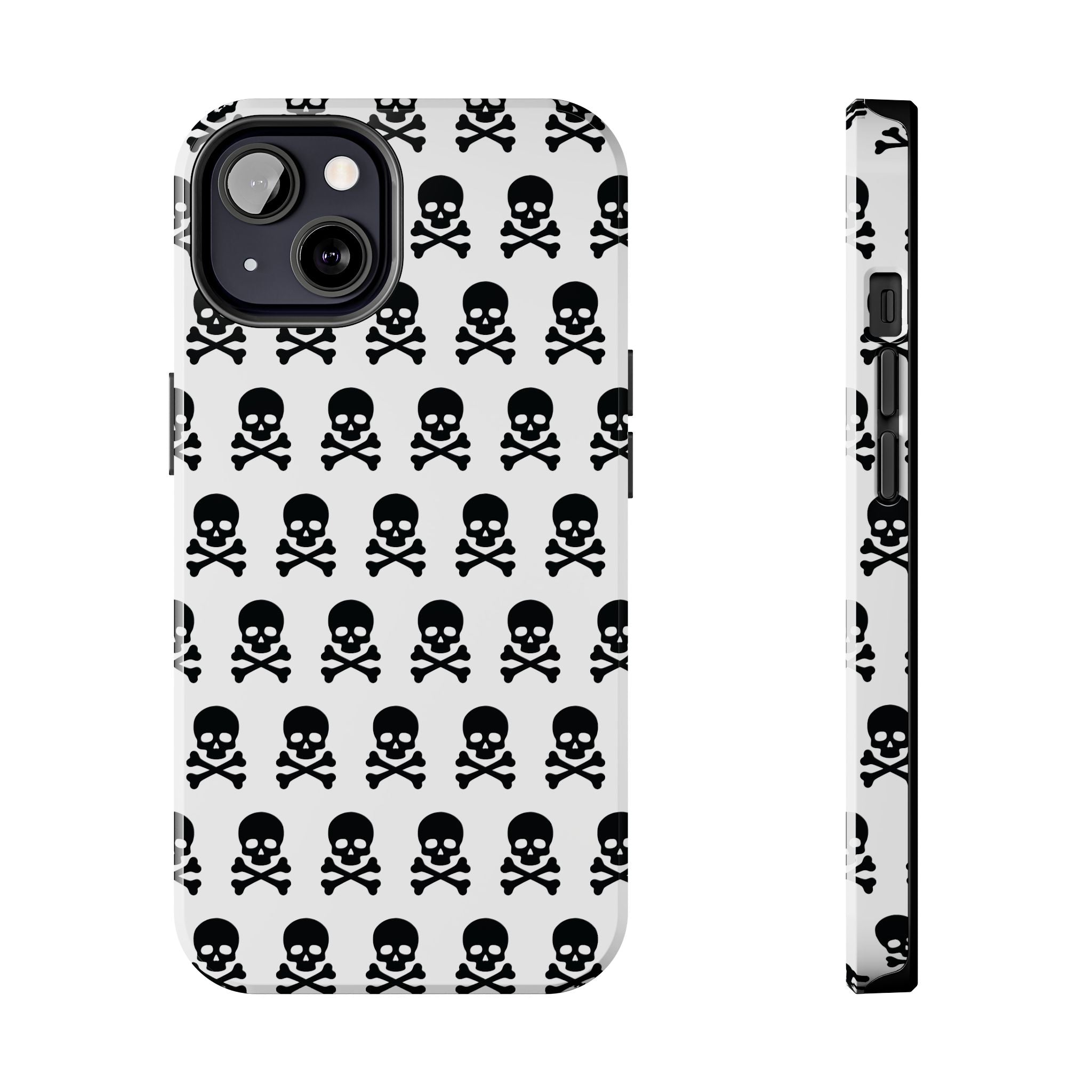 White Punk Skull Print Phone Case