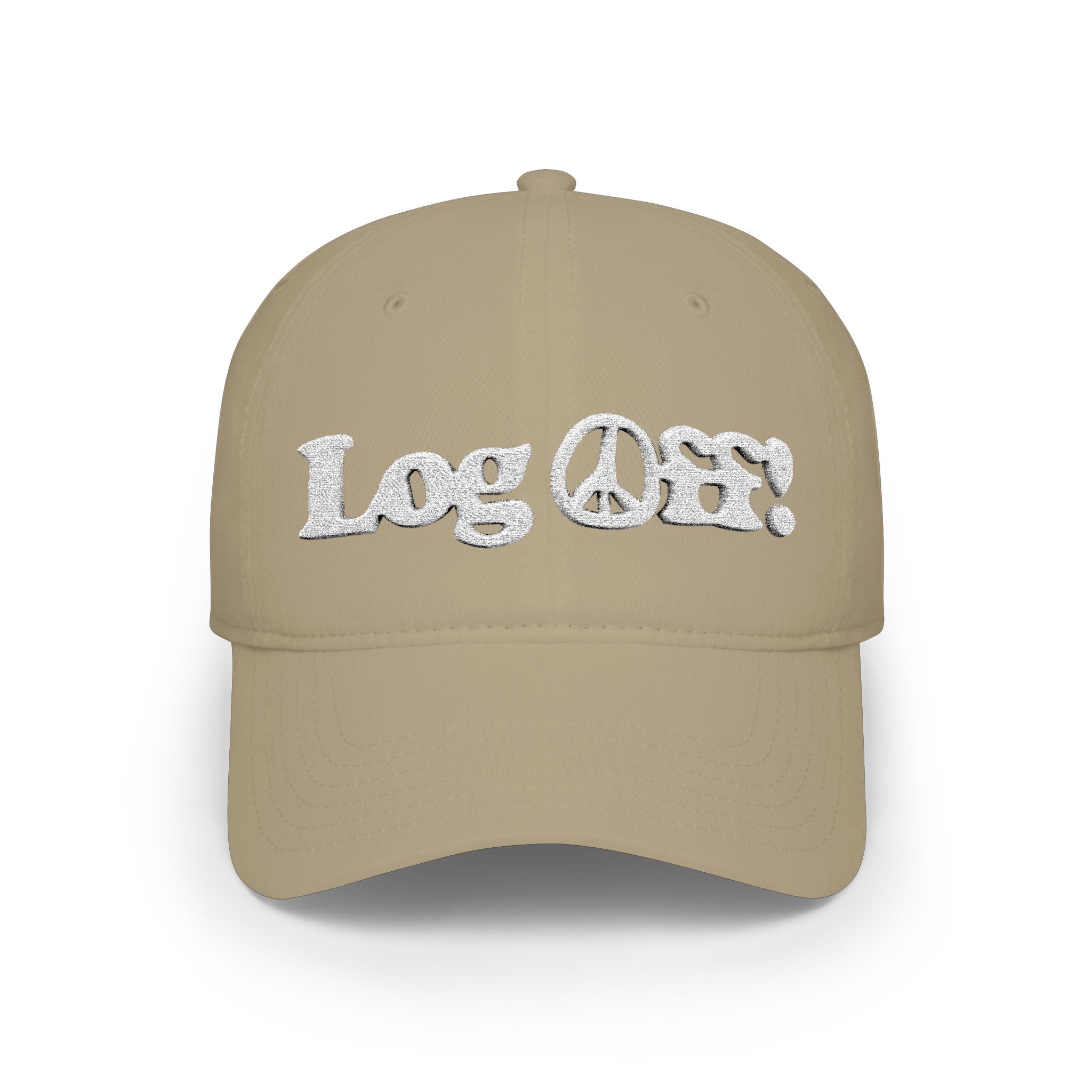 Log Off Peace Sign (White Text) Low Profile Baseball Cap