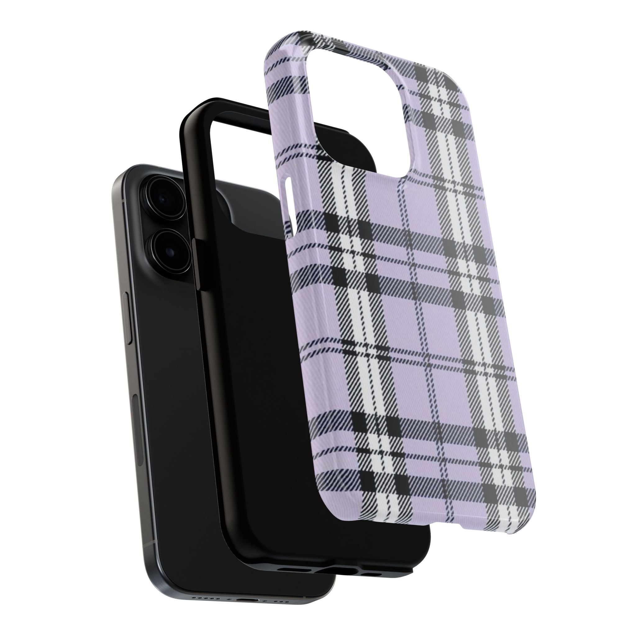 Lavender Light Purple Gingham Plaid Phone Case  - Tough Impact-Resistant Case