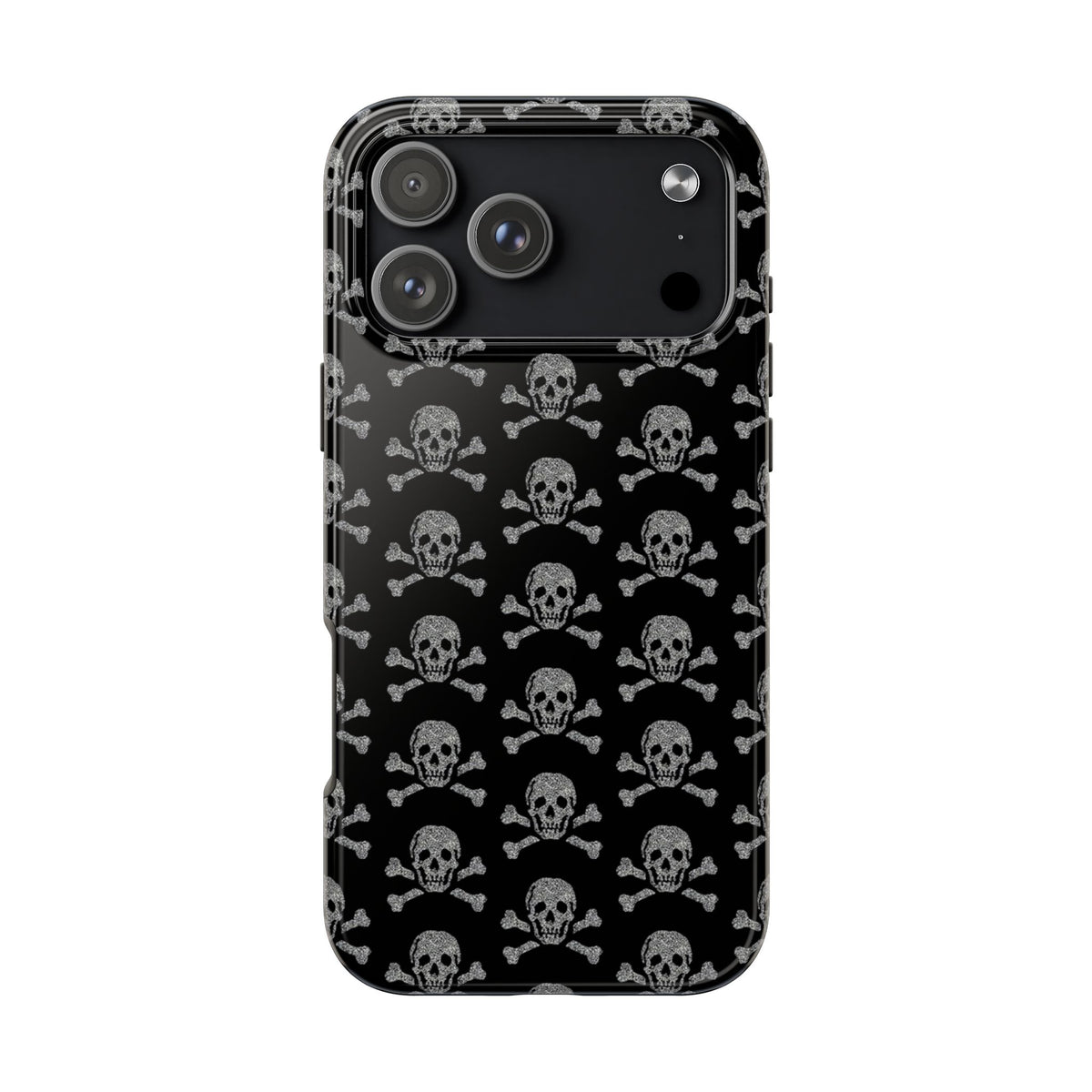 Silver Skull Print Phone Case  - Tough Impact-Resistant Case