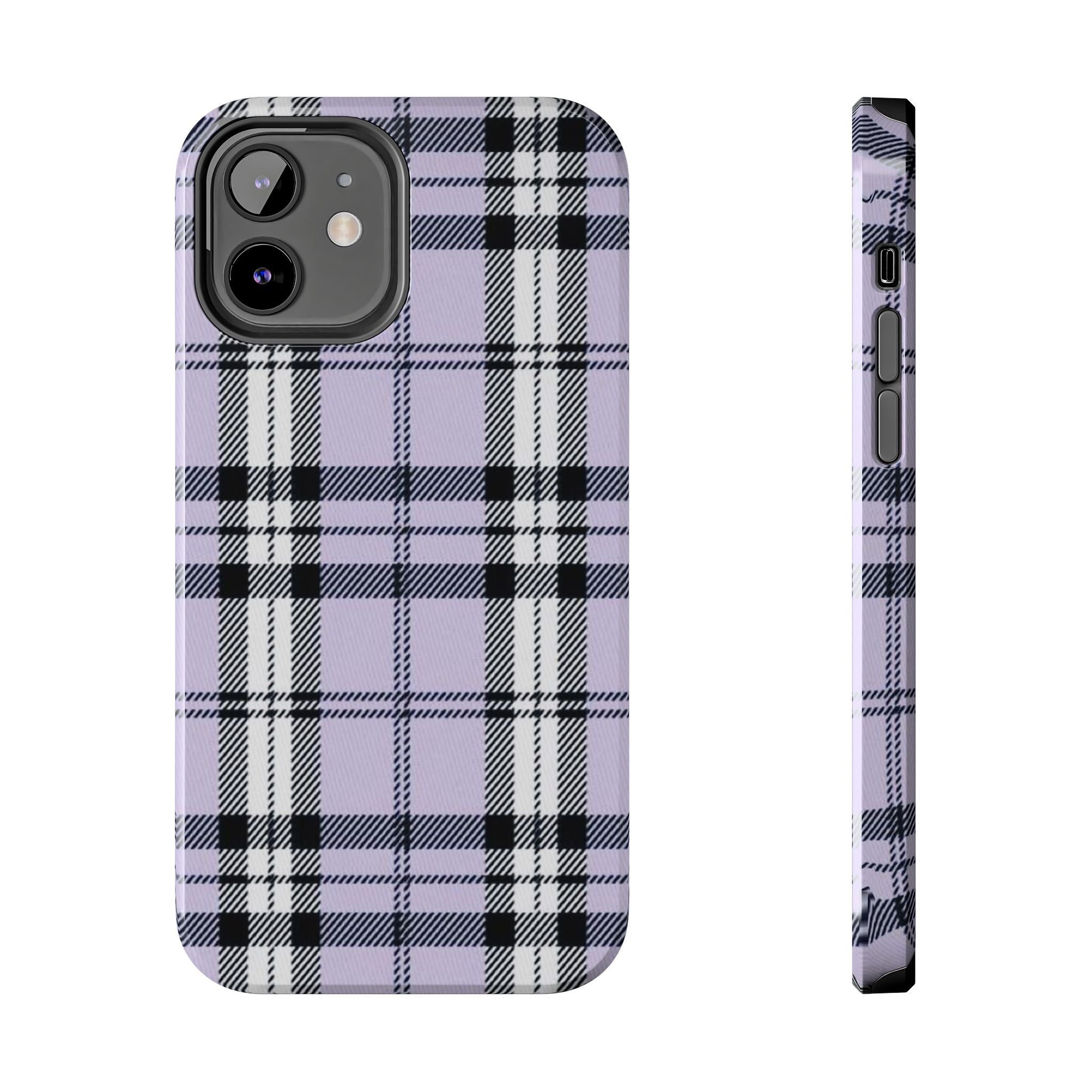 Lavender Light Purple Gingham Plaid Phone Case  - Tough Impact-Resistant Case