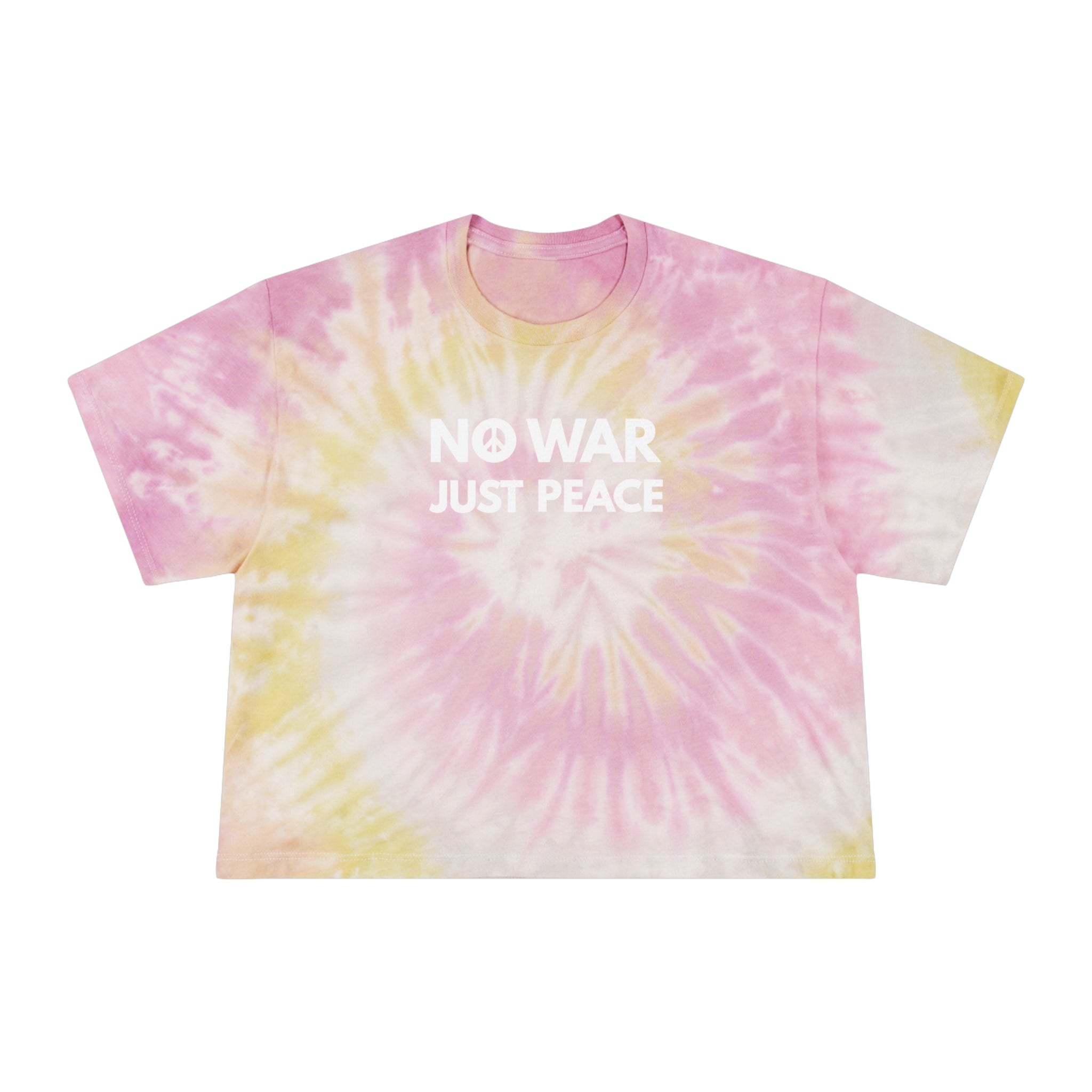 " NO WAR JUST PEACE " Peace Sign Women's Tie-Dye Crop Tee