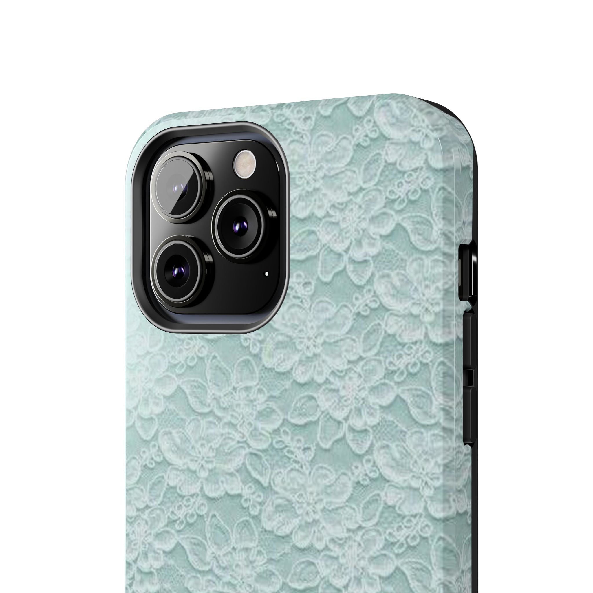 Teal Light Blue Lace Print Pattern Phone Case