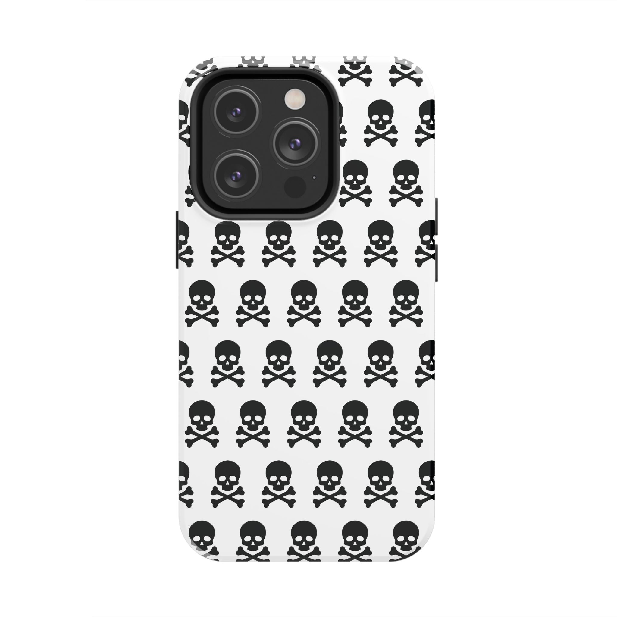 White Punk Skull Print Phone Case