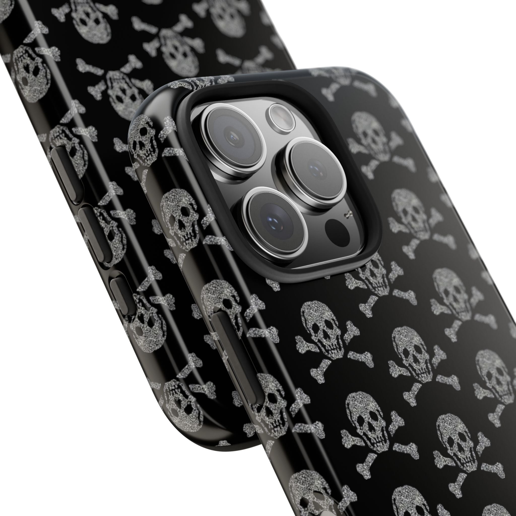 Silver Skull Print Phone Case  - Tough Impact-Resistant Case