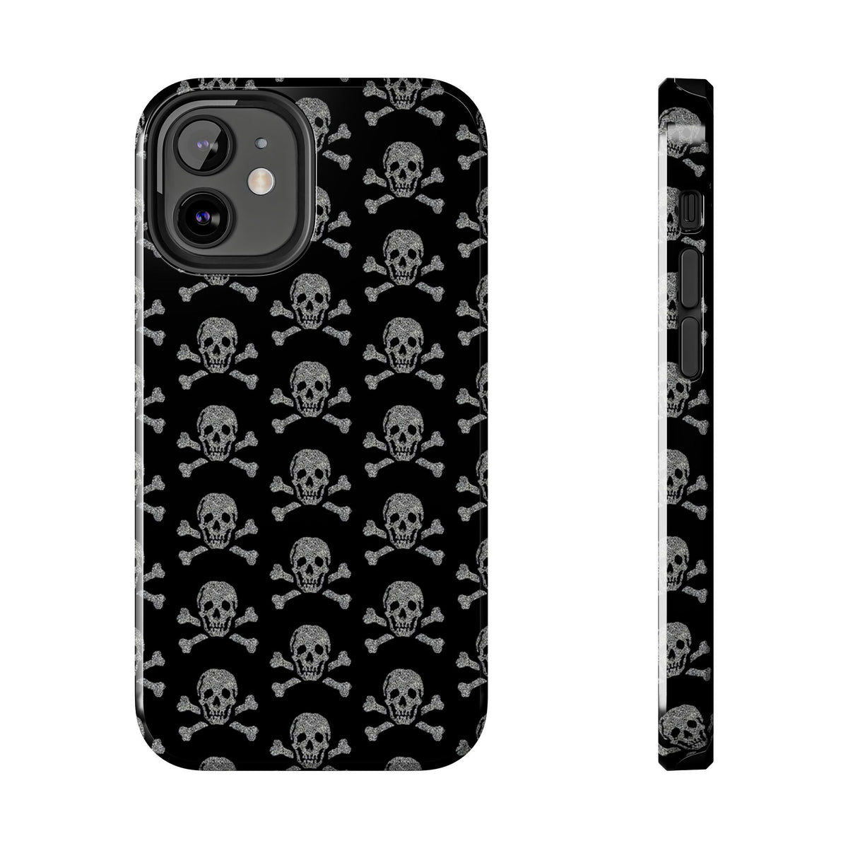 Silver Skull Print Phone Case  - Tough Impact-Resistant Case
