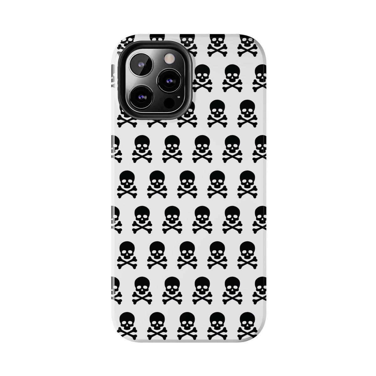 White Punk Skull Print Phone Case