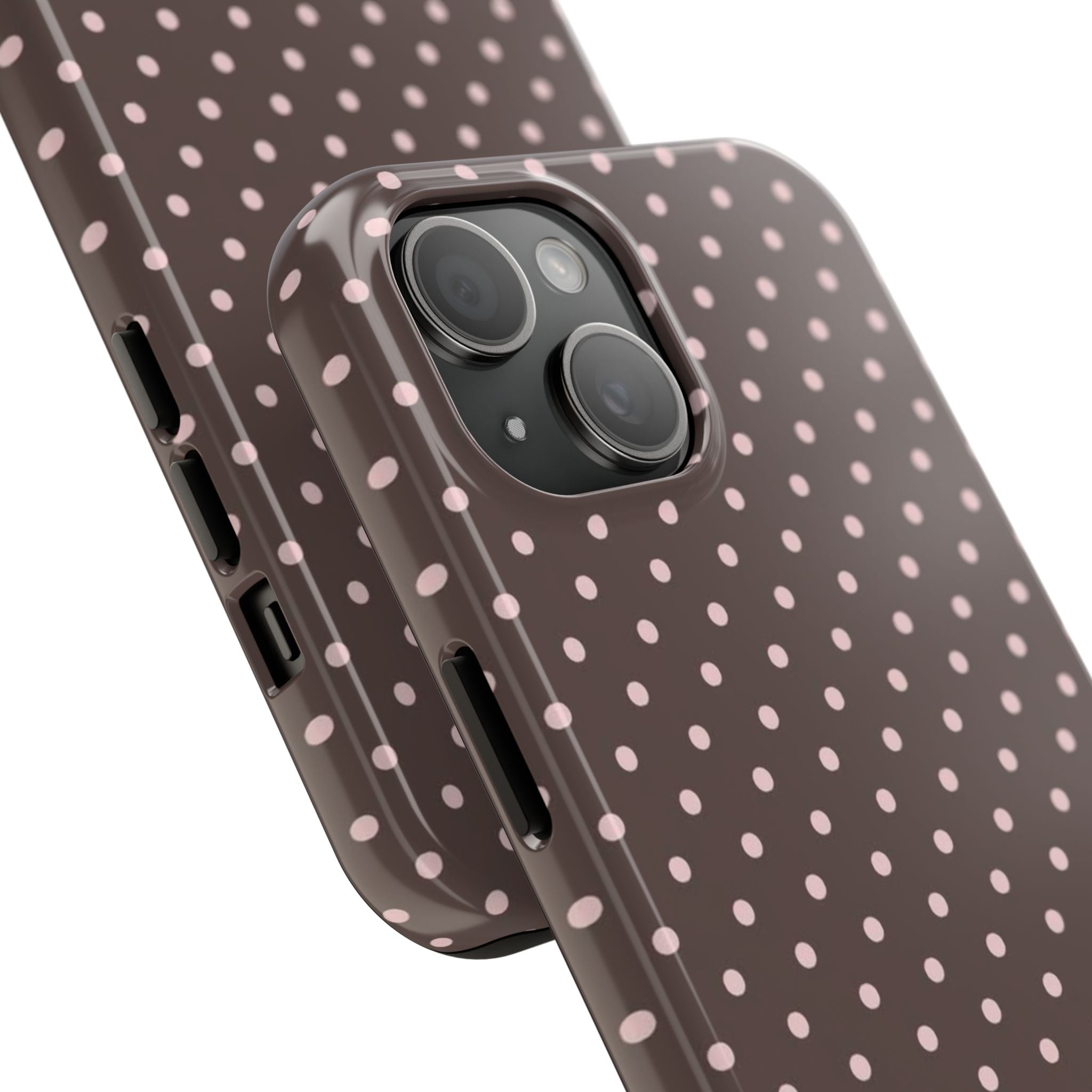 Brown with Pink Dots Phone Case  - Tough Impact-Resistant Case
