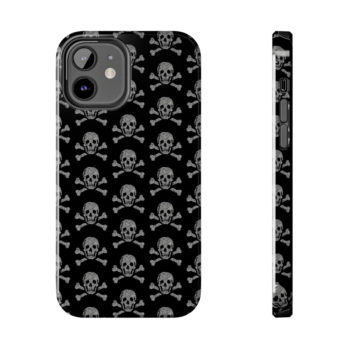Silver Skull Print Phone Case  - Tough Impact-Resistant Case